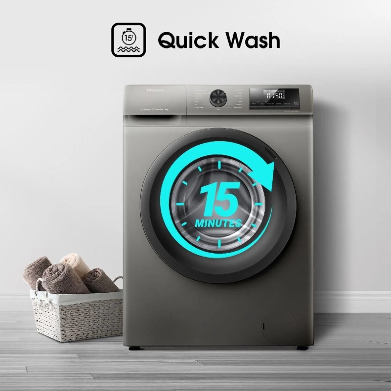 HISENSE WFQP9012VMT 9KG Front Loader – Silver - Image 7